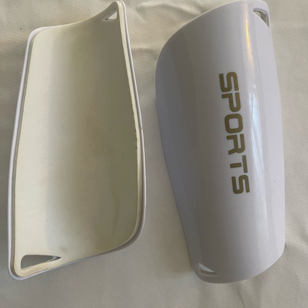 White Sports Soccer Shin Guards
